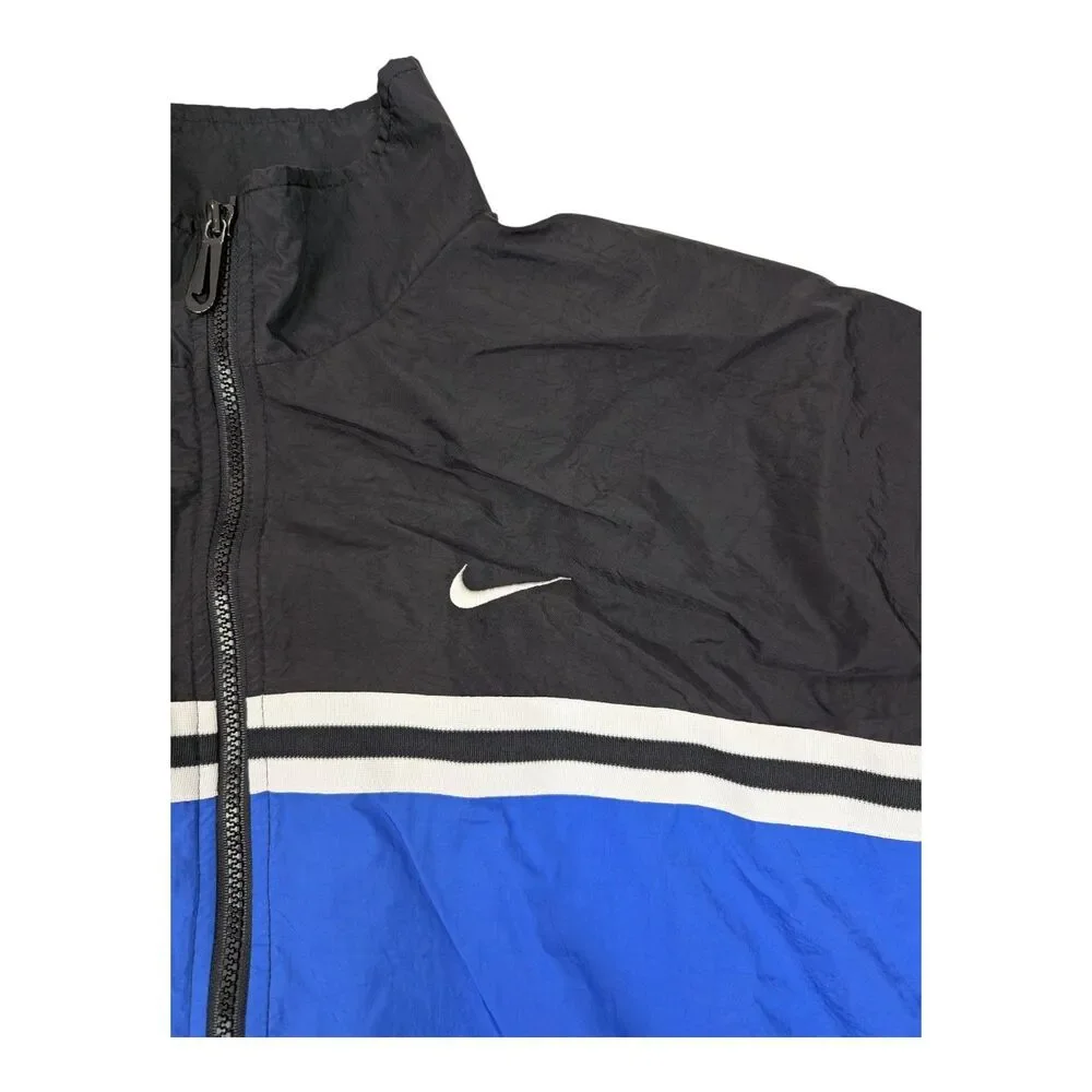 Vintage Nike Jacket Mens M Black Blue Track Windbreaker‎ Swoosh Logo 90s USA